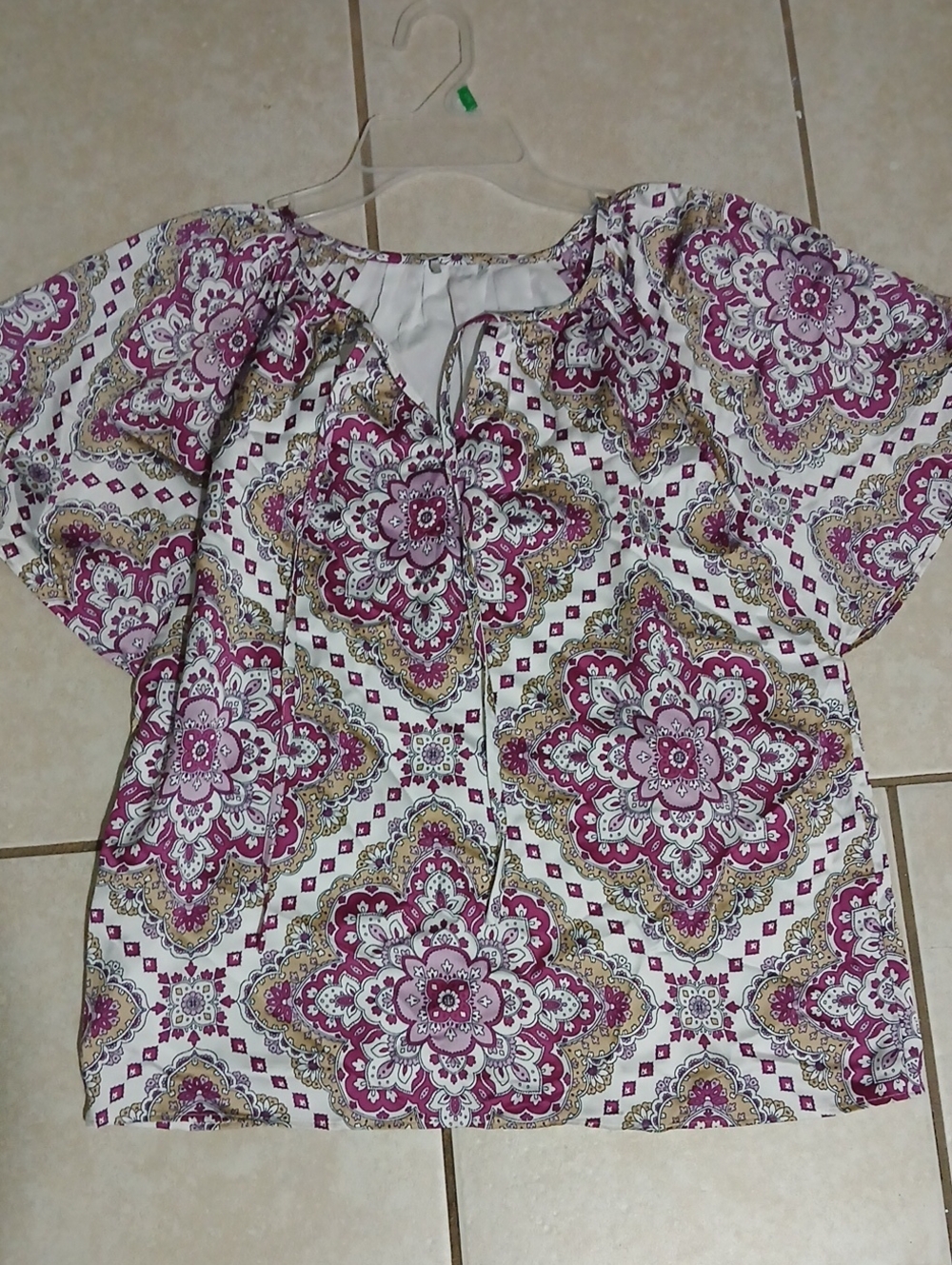 Unknown Source Women's Sz M Pink Paisley Peasant Top